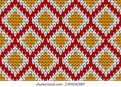Abstract ethnic ikat background. Knitted seamless pattern traditional. American, Mexican style. Design for wallpaper, illustration, fabric, clothing, carpet, textile, batik, embroidery.
