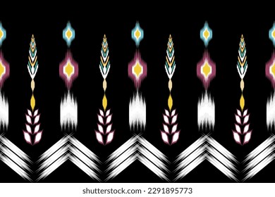 Abstract ethnic ikat background. Ethnic seamless pattern in tribal. Fabric Mexican style. Design for wallpaper, vector illustration, fabric, clothing, carpet, textile, batik, embroidery.