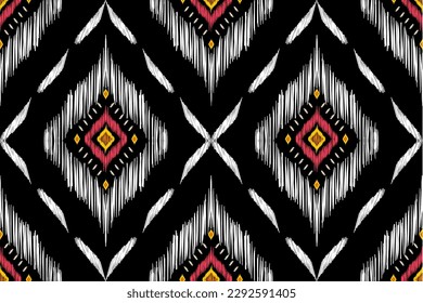 Abstract ethnic ikat background. Ethnic seamless pattern in tribal. Fabric Mexican style. Design for wallpaper, vector illustration, fabric, clothing, carpet, textile, batik, embroidery.