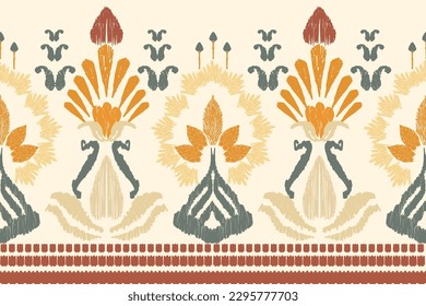 Abstract ethnic ikat background. Ethnic seamless pattern in tribal. Fabric Mexican style. Design for wallpaper, vector illustration, fabric, clothing, carpet, textile, batik, embroidery.