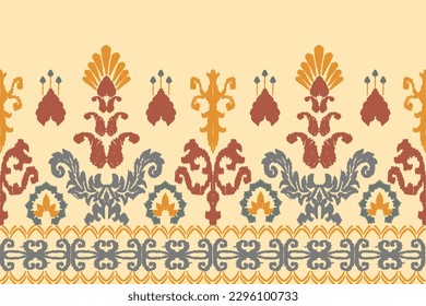 Abstract ethnic ikat background. Ethnic seamless pattern in tribal. Fabric Mexican style. Design for wallpaper, vector illustration, fabric, clothing, carpet, textile, batik, embroidery.