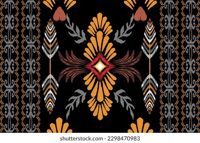 Abstract ethnic ikat background. Ethnic seamless pattern in tribal. Fabric Mexican style. Design for wallpaper, vector illustration, fabric, clothing, carpet, textile, batik, embroidery.