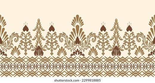 Abstract ethnic ikat background. Ethnic seamless pattern in tribal. Fabric Mexican style. Design for wallpaper, vector illustration, fabric, clothing, carpet, textile, batik, embroidery.