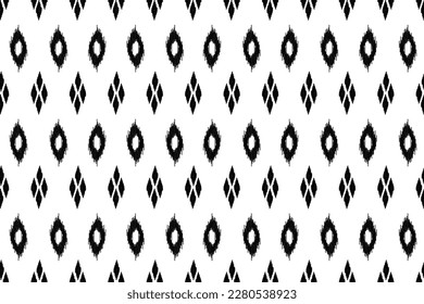 Abstract Ethnic ikat black white art. Seamless pattern in tribal, folk embroidery, and Mexican style. Aztec geometric art ornament print.Design for carpet, cover.wallpaper, wrapping, fabric, clothing