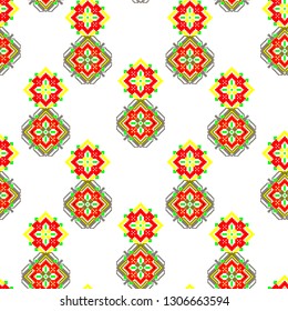 Abstract ethnic ikat chevron pattern background Traditional pattern on the fabric in Indonesia and other Asian countries.