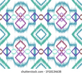 Resumen del patrón de chevron étnico ikat de fondo patrón tradicional en la tela en Indonesia y otros países asiáticos, indios, africanos, norteamericanos. Ilustraciones vectoriales aztecas.