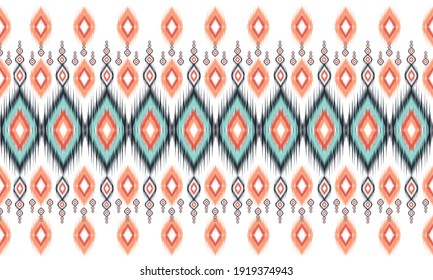 Abstract ethnic ikat chevron pattern background. 
,carpet,wallpaper,clothing,wrapping,Batik,fabric,Vector illustration.embroidery style.