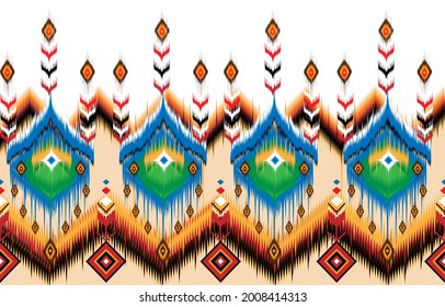 Abstract ethnic ikat chevron pattern background. ,carpet,wallpaper,clothing,wrapping,Batik,fabric,Vector illustration.embroidery style.