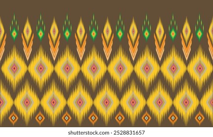 Abstract ethnic ikat fabric pattern vector illustration. Seamless pattern in Aztec tribal style. Design for background, wallpaper, fabric, clothes, batik, carpet.
