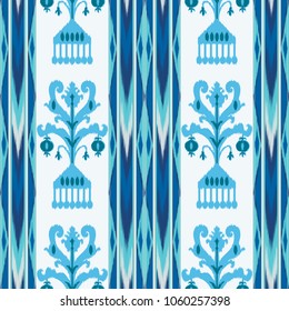 Abstract ethnic ikat pattern background Traditional pattern on the fabric in Indonesia and other Asian countries