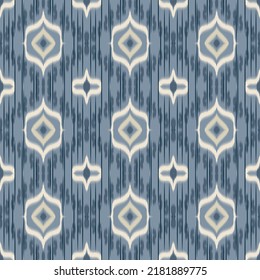 Abstract ethnic ikat pattern background Traditional pattern on the fabric in Indonesia and other Asian countries. indigo navy and white color.