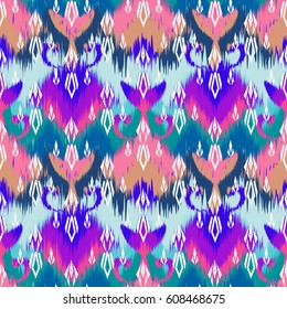Abstract ethnic ikat pattern background Traditional pattern on the fabric in Indonesia and other Asian countries