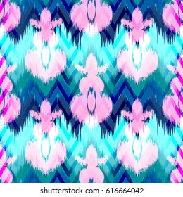 Abstract ethnic ikat pattern background Traditional pattern on the fabric in Indonesia and other Asian countries