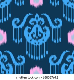 Abstract ethnic ikat pattern background Traditional pattern on the fabric in Indonesia and other Asian countries