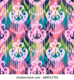 Abstract ethnic ikat pattern background Traditional pattern on the fabric in Indonesia and other Asian countries