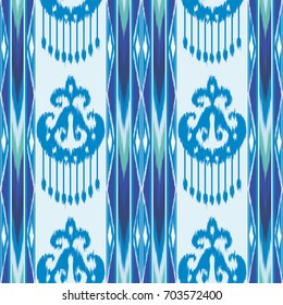 Abstract ethnic ikat pattern background Traditional pattern on the fabric in Indonesia and other Asian countries