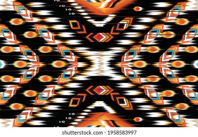 Abstract ethnic ikat pattern design for background, Vector illustration embroidery style.