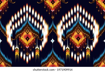 Abstract ethnic ikat pattern design for background, Vector illustration embroidery style.