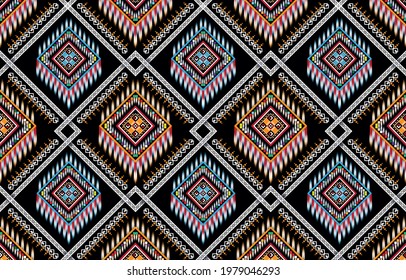 Abstract ethnic ikat pattern design for background, Vector illustration embroidery style.