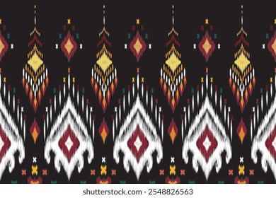 Abstract ethnic ikat pattern. Design for background, wallpaper, vecter illustration, fabric, clothing, carpet, patik, embroidery.