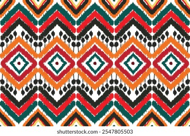 Abstractas patrón étnico ikat tradicional Diseño para el fondo, alfombra, Fondo de pantalla, ropa, envoltura, Batik, tela, Ilustración vectorial. estilo de bordado.