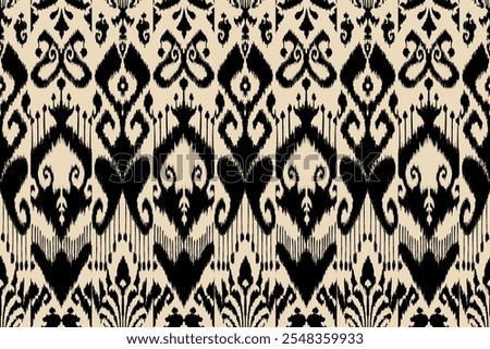 Abstract ethnic ikat pattern traditional Design for background, carpet, wallpaper, clothing, wrapping, Batik, fabric, Vector illustration. embroidery style.