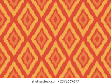 abstract ethnic ikat seamless pattern, geometric shape background, red, yellow and orange colors, design templates for wallpaper, wrapping, carpet, clothing, textile, fabric.