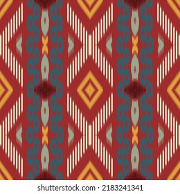 Abstract ethnic ikat vector pattern. Striped seamless in tribal. Aztec style. Design for background, wallpaper, vector illustration, fabric, apparel, batik, carpet, embroidery.