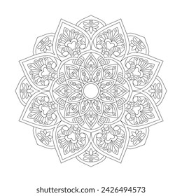 Abstract Ethnic Mandala Coloring Book Page for kdp Book Interior. Peaceful Petals, Ability to Relax, Brain Experiences, Harmonious Haven, Peaceful Portraits, Blossoming Beauty mandala design.