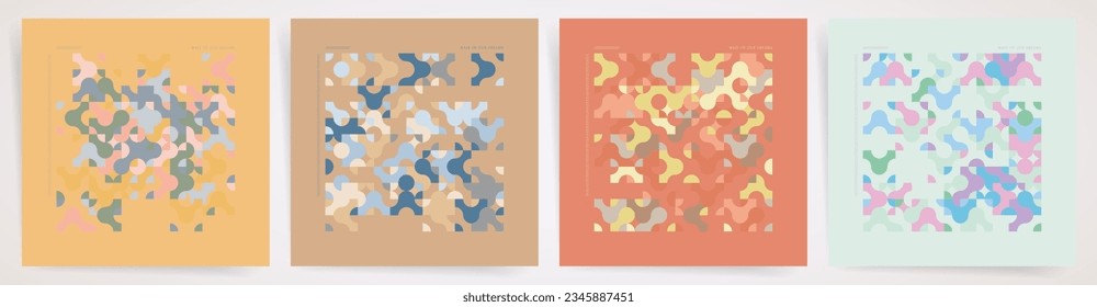 Abstract Ethnic Maze Backgrounds Set. Creative Vector Templates for Posters, Brochures, Posts, Album Covers.