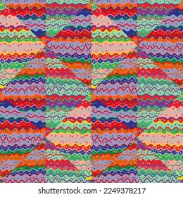 Abstract ethnic mosaic seamless pattern. Creative wave lines tile ornament. Vintage line wallpaper. Retro style. For fabric, textile print, wrapping paper, cover. Vector illustration