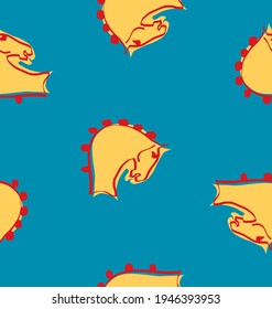 Abstract Ethnic Mystic Horses Drawing Seamless Vector Pattern Isolated Background