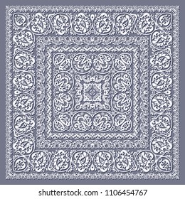 Abstract ethnic nature lace square illustration. Ornamental vector openwork napkin.