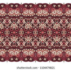 Abstract ethnic nature tile stripe. Ornamental vector border