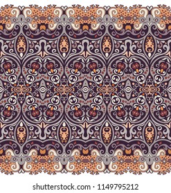 Abstract ethnic nature tile stripe. Ornamental vector border