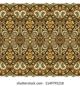 Abstract ethnic nature tile stripe. Ornamental vector border