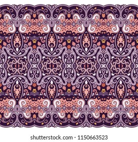 Abstract ethnic nature tile stripe. Ornamental vector border