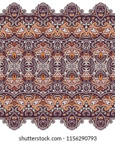 Abstract ethnic nature tile stripe. Ornamental vector seamless border