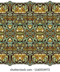 Abstract ethnic nature tile stripe. Ornamental vector seamless border