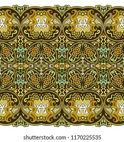 Abstract ethnic nature tile stripe. Ornamental vector seamless border