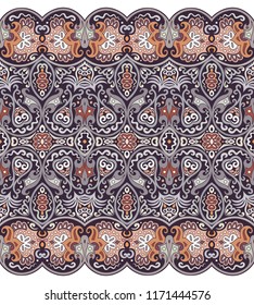 Abstract ethnic nature tile stripe. Ornamental vector seamless border