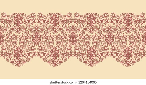 Abstract ethnic nature tile stripe. Ornamental vector seamless border