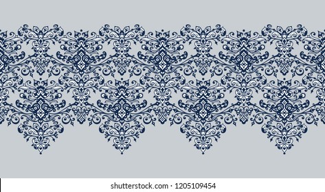 Abstract ethnic nature tile stripe. Ornamental vector seamless border