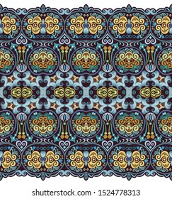 Abstract ethnic nature tile stripe. Ornamental vector seamless border