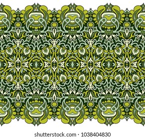 Abstract ethnic nature tile stripes. Ornamental vector border