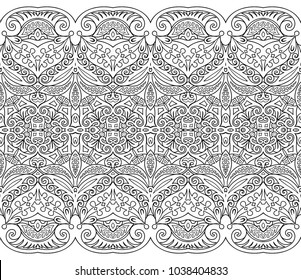 Abstract ethnic nature tile stripes. Ornamental vector border