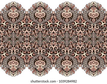 Abstract ethnic nature tile stripes. Ornamental vector border 