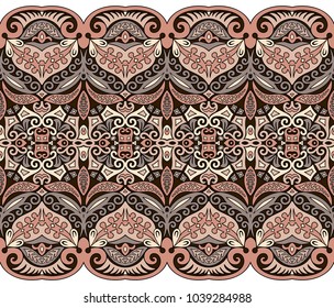 Abstract ethnic nature tile stripes. Ornamental vector border