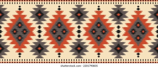 Resumen de la etnia oriental ikat diseño tradicional sin fisuras para el fondo, alfombra, papel pintado, ropa, envoltura, batik, tela, ilustración vectorial