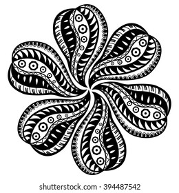 Abstract ethnic ornament. Stylized vector flower. Sketch for tattoo.